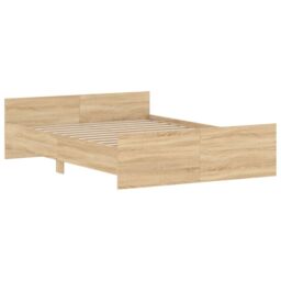 Berkfield Home Bed Frame with Headboard & Footboard Sonoma Oak 140x190 cm in Brown - thumbnail 3