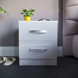 Home Discount Vida Designs Hulio 2 GLOSS DRAWERS Bedside Cabinet Bedroom Furniture in White - thumbnail 3