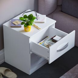 Home Discount Vida Designs Hulio 2 GLOSS DRAWERS Bedside Cabinet Bedroom Furniture in White - thumbnail 4