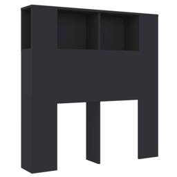 Berkfield Home Headboard Cabinet Black 100x18.5x104.5 cm - thumbnail 3
