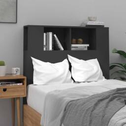 Berkfield Home Headboard Cabinet Black 100x18.5x104.5 cm - thumbnail 2