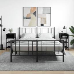 Berkfield Home Elegant Bedside Tables 2 pcs Black 35x34.5x70 cm Engineered Wood - thumbnail 2