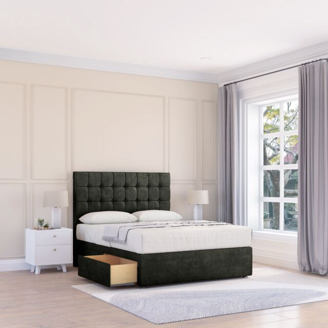 "Sloomy Alabama Divan Bed Base No Drawers & 54"" Floor Standing Headboard in Dark Grey - Size: Single" - image 1
