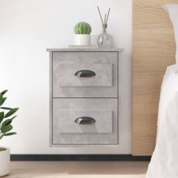 Berkfield Home Elegant Wall-mounted Bedside Cabinets 2 pcs Concrete Grey 41.5x36x53cm - Size: 41.5x36x53 cm - thumbnail 2