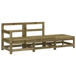 Berkfield Home 3 Piece Garden Lounge Set Impregnated Wood Pine in Brown - thumbnail 1