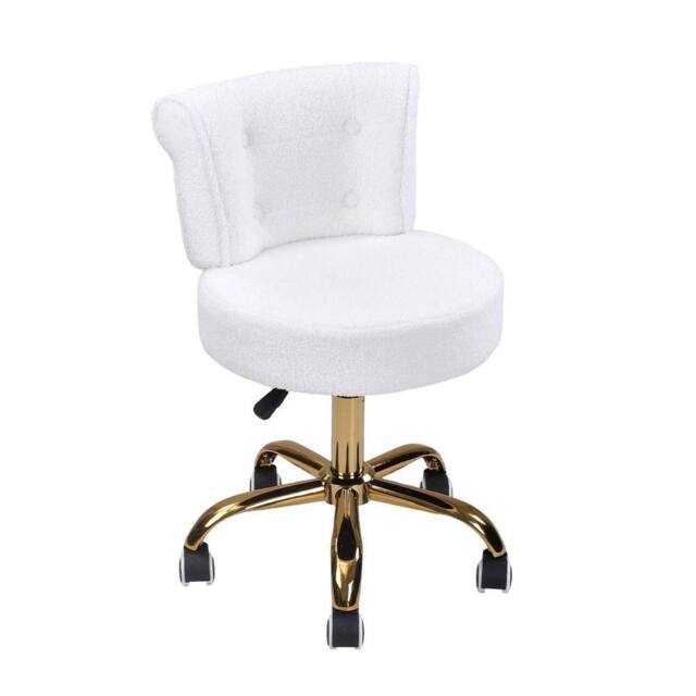 KORVIXA Teddy Fleece Adjustable Swivel Makeup Vanity Dressing Chair in White - Size: 100 cm x 100 cm - image 1