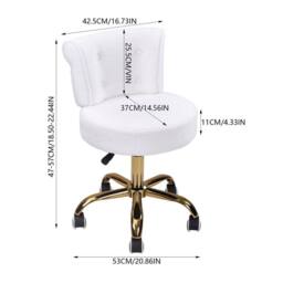 KORVIXA Teddy Fleece Adjustable Swivel Makeup Vanity Dressing Chair in White - Size: 100 cm x 100 cm - thumbnail 2