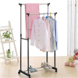 Nordara Clothes Coat Garment Hanging Rail Rack Storage Stand On Wheels in Silver