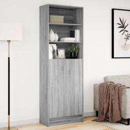 Berkfield Home Highboard with LED Grey Sonoma 69x32.5x200 cm Engineered Wood - thumbnail 4
