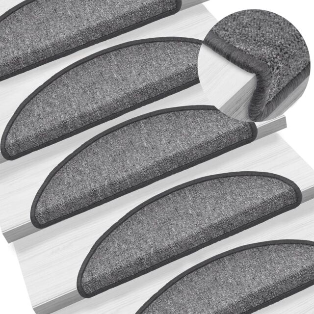 Berkfield Home Stair Mats 10 pcs 56x17x3 cm Dark Grey - Size: Medium - image 1
