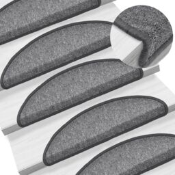 Berkfield Home Stair Mats 10 pcs 56x17x3 cm Dark Grey - Size: Medium - thumbnail 1