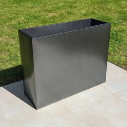 Woven Wood 90cm Long Zinc Silver & Black Textured 60cm Tall Trough Planter - thumbnail 4