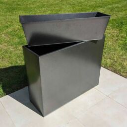 Woven Wood 90cm Long Zinc Silver & Black Textured 60cm Tall Trough Planter - thumbnail 3
