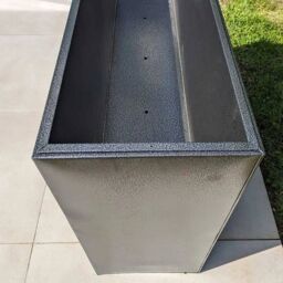 Woven Wood 90cm Long Zinc Silver & Black Textured 60cm Tall Trough Planter - thumbnail 5