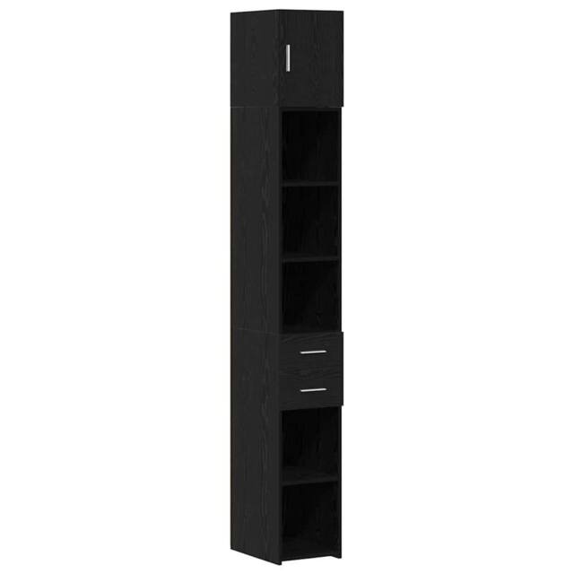 Berkfield Home Slim Storage Cabinet Black Oak 30x42.5x225 cm Engineered Wood - image 1