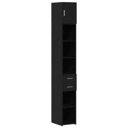 Berkfield Home Slim Storage Cabinet Black Oak 30x42.5x225 cm Engineered Wood - thumbnail 1