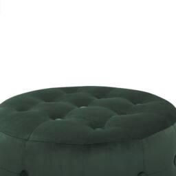 Wyld and Coco Dark Green Velvet Round Pouffe - Button-Tufted - thumbnail 3