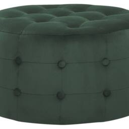 Wyld and Coco Dark Green Velvet Round Pouffe - Button-Tufted - thumbnail 2