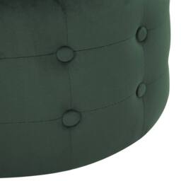 Wyld and Coco Dark Green Velvet Round Pouffe - Button-Tufted - thumbnail 5