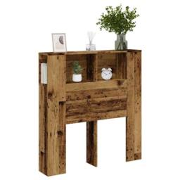 Berkfield Home Headboard Cabinet Old Wood 100x19x104.5 cm Engineered Wood in Brown - thumbnail 2