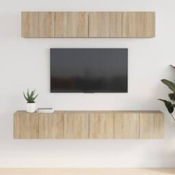 Berkfield Home Classic 5 Piece TV Cabinet Set Sonoma Oak Engineered Wood in Brown - thumbnail 2