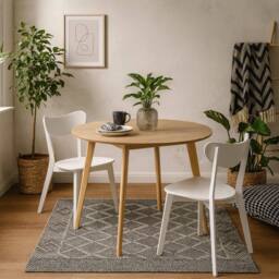 Wyld Haus Saffron Round Dining Table Natural Oak Veneer - thumbnail 2