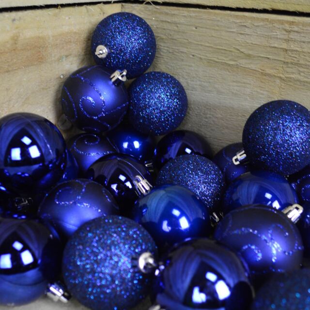 Samuel Alexander Set of 24 60mm Shatterproof Christmas Tree Baubles in Midnight Blue in Dark Blue - image 1