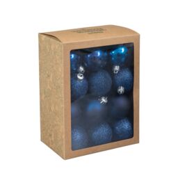 Samuel Alexander Set of 24 60mm Shatterproof Christmas Tree Baubles in Midnight Blue in Dark Blue - thumbnail 8