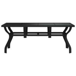 Berkfield Home Garden Table Black 180x80x70 cm Steel & Glass - Size: 180 x 80 x 70 cm - thumbnail 1