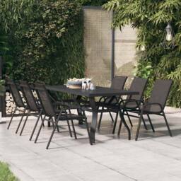 Berkfield Home Garden Table Black 180x80x70 cm Steel & Glass - Size: 180 x 80 x 70 cm - thumbnail 2