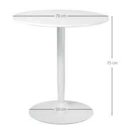 HOMCOM Round Dining Table, Modern Kitchen Table with Steel Base in White - thumbnail 3