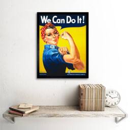 "Artery8 World War 2 Rosie Riveter We Can Do It Women USA 12x16"" Framed Art in Yellow - Size: W12"" x H16""" - thumbnail 2