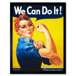 "Artery8 World War 2 Rosie Riveter We Can Do It Women USA 12x16"" Framed Art in Yellow - Size: W12"" x H16""" - thumbnail 1