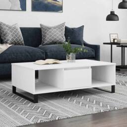 Berkfield Home Decorative Coffee Table White 104x60x35 cm Engineered Wood - Size: 104 x 60 x 35 cm - thumbnail 2