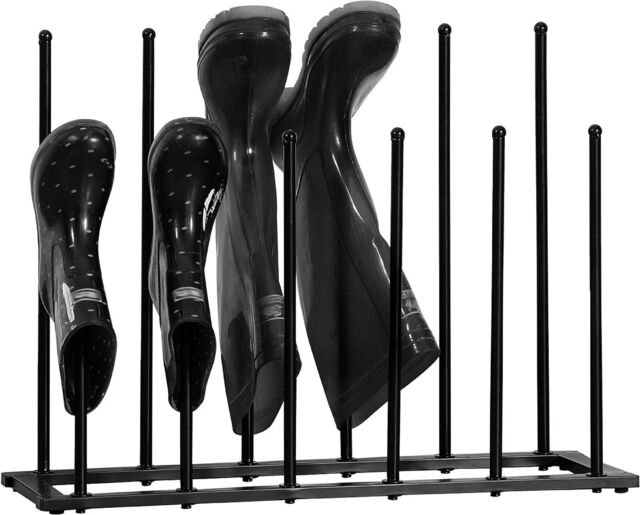 House of Home 6 Pair Welly Walking Boot Stand Dryer Metal Shoe Rack Garden Shed Home Storage in Black - image 1