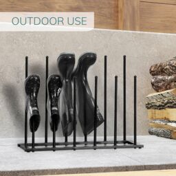 House of Home 6 Pair Welly Walking Boot Stand Dryer Metal Shoe Rack Garden Shed Home Storage in Black - thumbnail 5