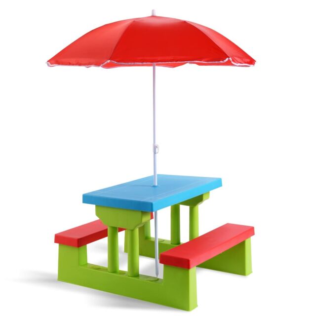Costway Kids Picnic Table Set Indoor & Outdoor Picnic Table & Benches in Red - image 1
