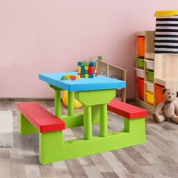 Costway Kids Picnic Table Set Indoor & Outdoor Picnic Table & Benches in Red - thumbnail 7