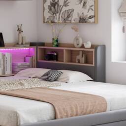BTM 3FT Velvet Daybed Trundle LED USB Charging Storage Grey - Size: Single - thumbnail 9