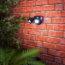 mysmartbuy Battery Powered Twin Head Motion Sensor Security Light - 160 Lumen Rotatable Outdoor Wall Lamp with 10 LEDs & 5m Detection Range in Black