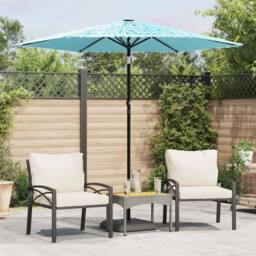 Berkfield Home Durable Garden Parasol with Steel Pole Blue 223x223x213 cm - Size: 223 x 223 x 213 cm - thumbnail 2