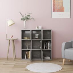 Berkfield Home Book Cabinet Concrete Grey 90x30x90 cm Engineered Wood - Size: 90 x 30 x 90 cm - thumbnail 3