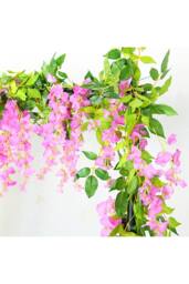 Living and Home 2 Pcs Artificial Wisteria Flowers Garland Decoration in Pink - thumbnail 3