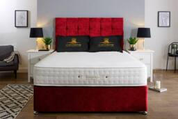 UK Bed Furniture Senator Divan Bed with 2 Drawers Foot End & 26 Inch headboard in Maroon - Size: Small Double - thumbnail 2