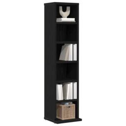 Berkfield Home Decorative CD Cabinet Black Oak 21x20x88 cm Engineered Wood - Size: 21 x 20 x 88 cm - thumbnail 4