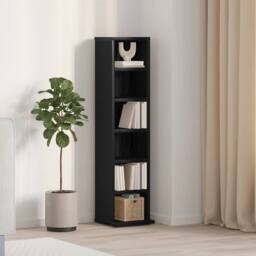 Berkfield Home Decorative CD Cabinet Black Oak 21x20x88 cm Engineered Wood - Size: 21 x 20 x 88 cm - thumbnail 2