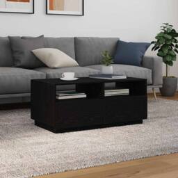 Berkfield Home Coffee Table with LED Lights Black Oak 90x49x40 cm - Size: 90 x 49 x 40 cm - thumbnail 4