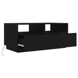 Berkfield Home Coffee Table with LED Lights Black Oak 90x49x40 cm - Size: 90 x 49 x 40 cm - thumbnail 9