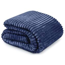 New Edge Blinds Dahlia Fleece Throw in Mid Navy - Size: 140 cm x 180 cm
