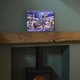 Samuel Alexander 40 x 30cm Battery Operated Light up Fibre Optic Santa & Village Christmas Wall Canvas - Size: 40 x 30 cm - thumbnail 3